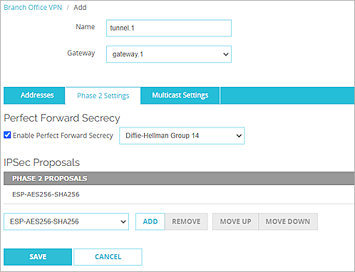 Screen shot of the Phase 2 settings